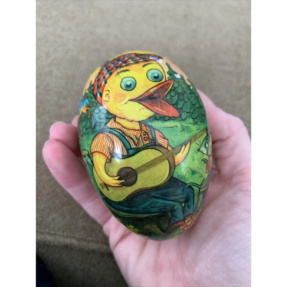 Made In Dominican Republic Rooster Bunny Rabbit Paper Cardboard Egg (TD)